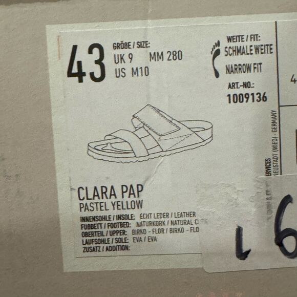 Birkenstock Men\'s Papillio Clara Pap Sandal Pastel Yellow Narrow Fit Size 10 NWB main image 5